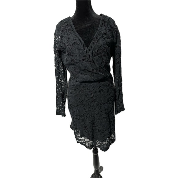 Hollister Black Lace‎ Long Sleeve Dress Elastic Waist Size L - Picture 1 of 4